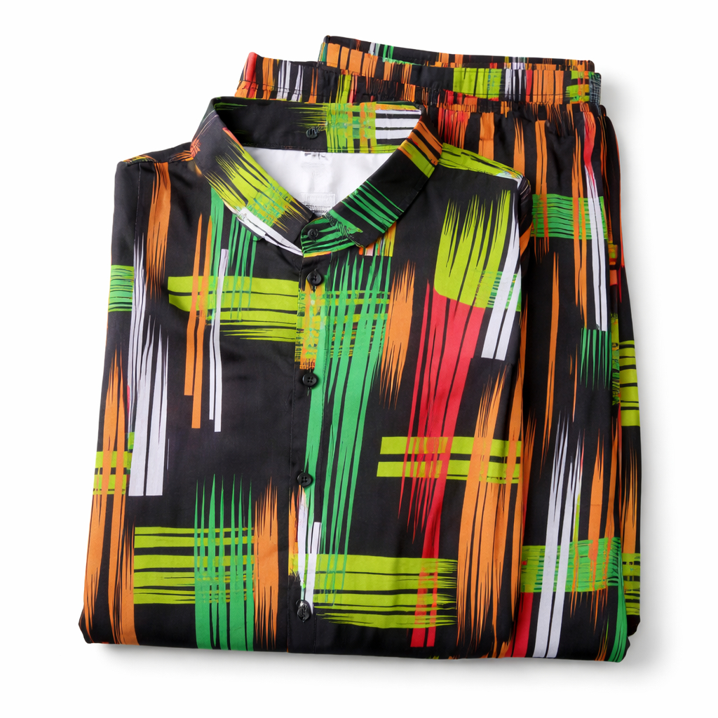 Abstract Pattern Two Piece Fabric Outfit